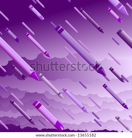 crayons form a purple rain shower (vector version also available)