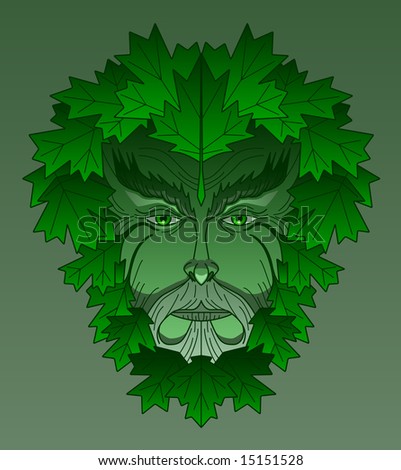 Maple green man design (vector version also available)