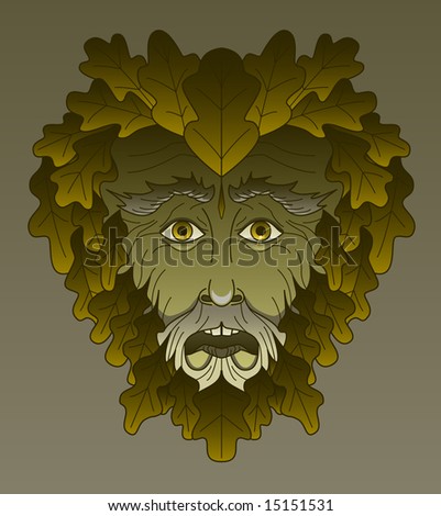 Oak green man design (vector version also available)