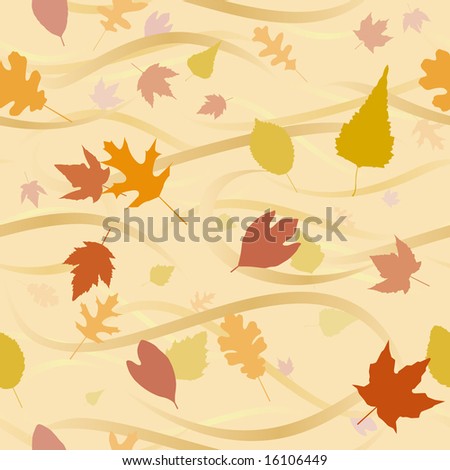 leaves and swirls of wind background (seamless tile vector also available)