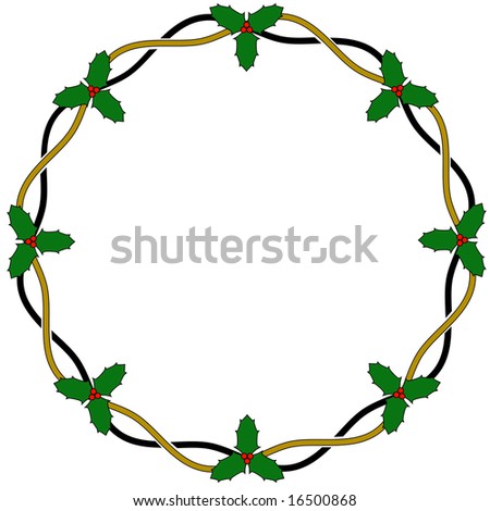 Celtic Holly Border Wreath (Vector version also available)