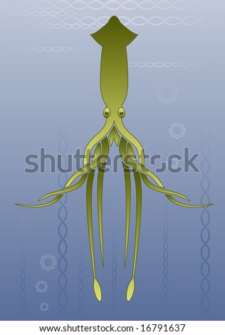 celtic squid swimming in a sea of braids and bubbles (vector version also available)
