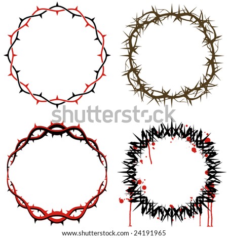stock vector Four vector crowns of thorns inspired by Celtic and tattoo