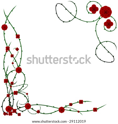 stock vector Rose and thorn design vector corner pieces color