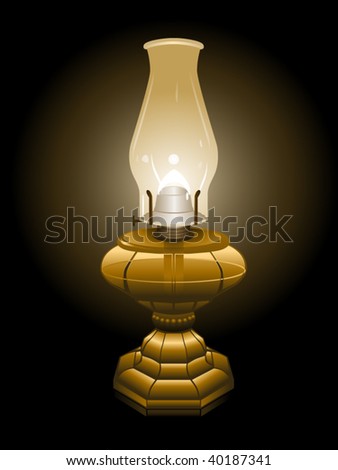 Hurricane Lamps  on Lit Hurricane Oil Lamp With Glass Dome Stock Vector 40187341