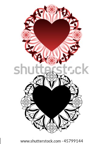 stock vector Tattoo inspired design of heart surrounded by rose vines