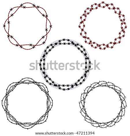 stock vector : Set of five tattoo inspired wreaths or frames