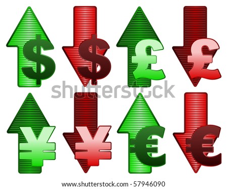 currency symbols vector. stock vector : Currency symbols with up and down arrows
