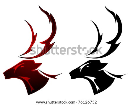 stock vector A stag deer tattoo design in two color schemes