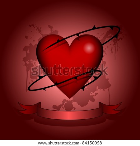stock photo Heart in thorns tattoo design raster