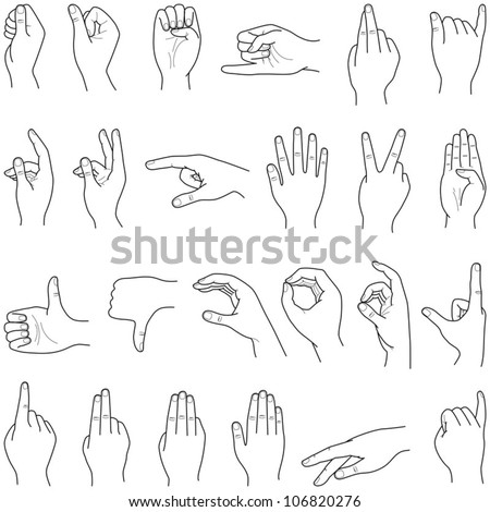 Hand Collection - Vector Line Illustration - 106820276 : Shutterstock