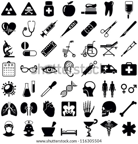 Medical and health care icons collection - vector illustration