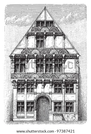 Gothic - Renaissance architecture / Vintage illustration from Meyers Konversations-Lexikon 1897