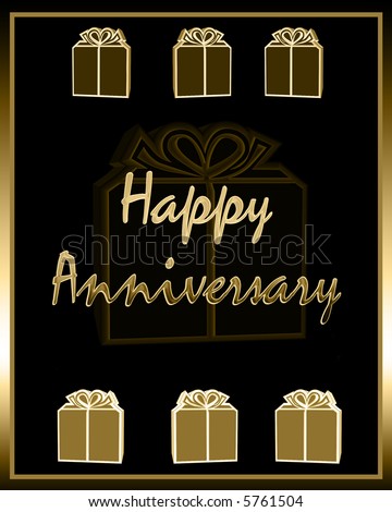 Happy Anniversary card gold and black