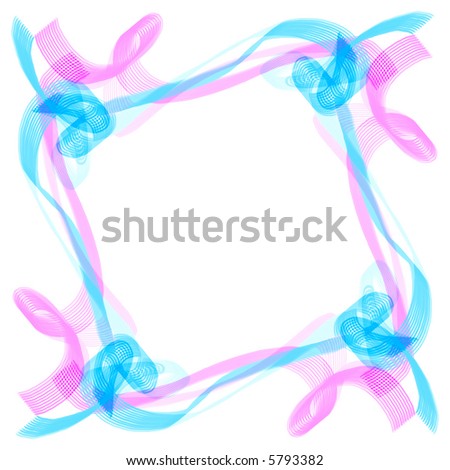 Pink and blue ribbon border frame