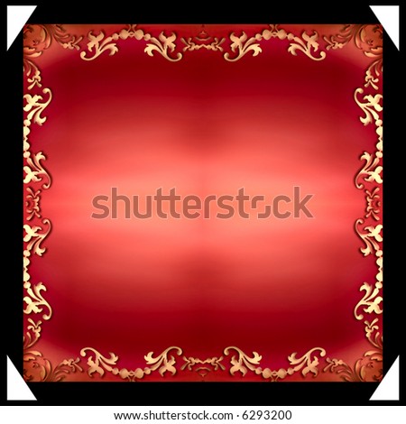 Vintage Christmas Background With Gold Decorative Border and White Corners Design