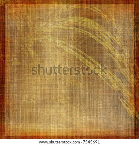 Aged Grunge Fabric With Leaves Background