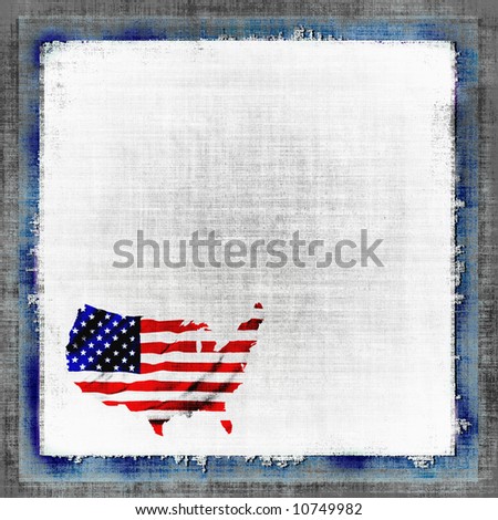 Flag Map Of America In Grunge Canvas Background