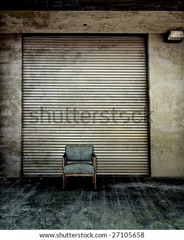 Metal Door And Single Chair Retro Photo Art Grunge