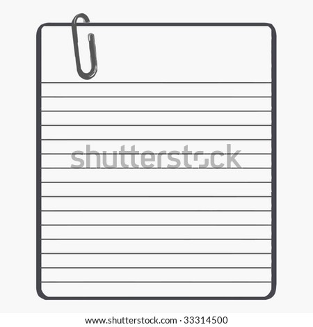 stock vector : Vector Lined Paper With Paper Clip