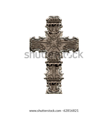 stock photo Metal Cross Design Isolated On White