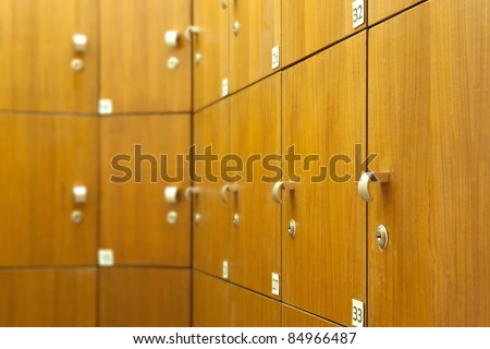 Lockers in changing room, marked with numbers