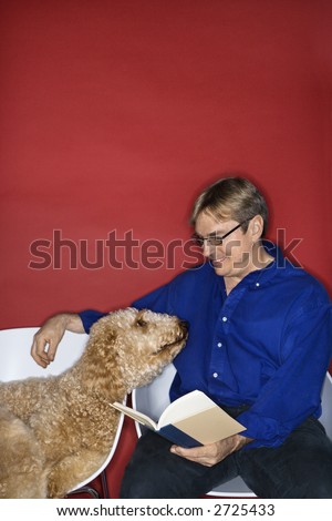 goldendoodle dogs pictures. man with Goldendoodle dog