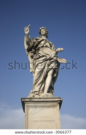 Angel sculpture from Ponte Sant\'Angelo bridge in Rome, Italy.