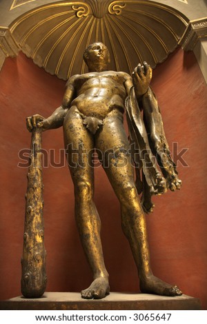 Bronze sculpture of Hercules in the Vatican Museum, Rome, Italy.