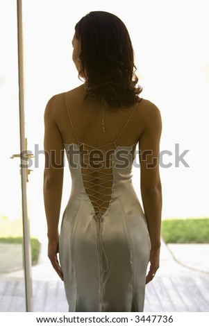 Back of an attractive African-American woman.