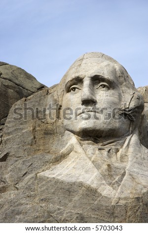George Washington carved in granite at Mount Rushmore National Monument, South Dakota.