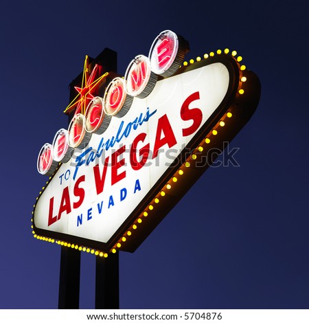 las vegas sign at night. Las Vegas welcome sign