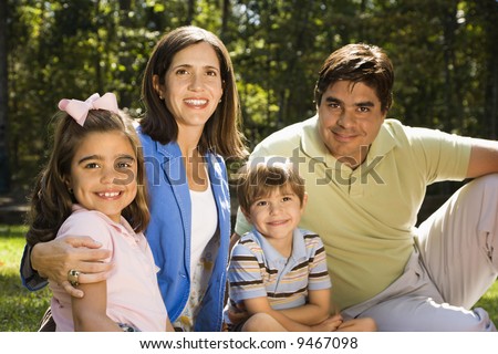 stock photo Hispanic outdoor family portrait