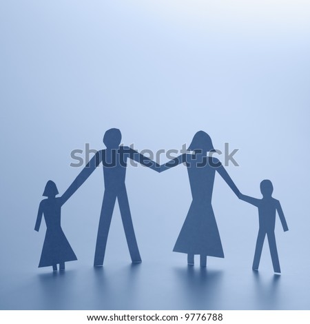 black and white pictures of people holding hands. stock photo : Cutout people
