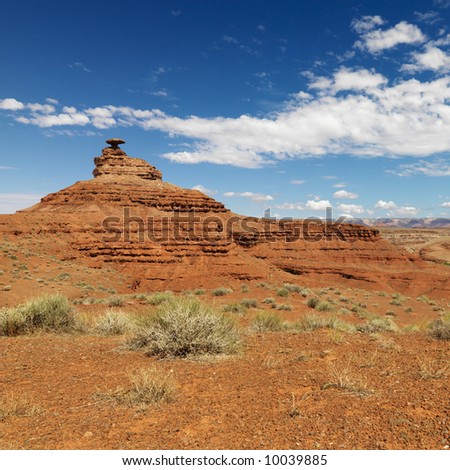Scenic remote desert landscape with mesa land formation.