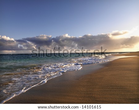 Hawaii Beach Waves. stock photo : Waves lapping on