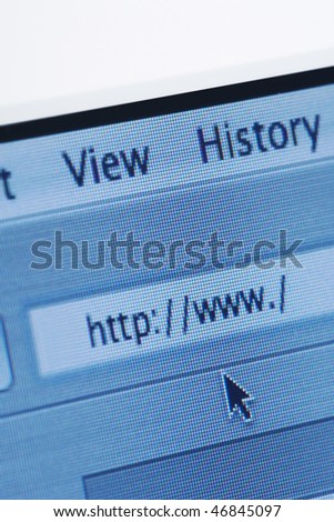 Internet browser address bar with a blank web address. Vertical shot.