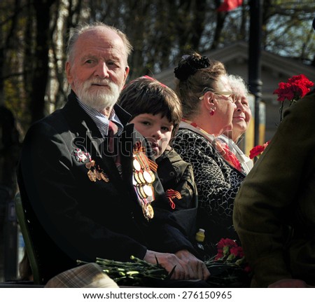 St. Petersburg - MAY 9: The parade dedicated to Victory Day on Nevsky Prospect, involved veterans of the Great Patriotic War, May 9, 2012, St. Petersburg, Russia.