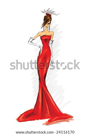 Long  on Illustration Of Model In Long Red Dress   24116170   Shutterstock