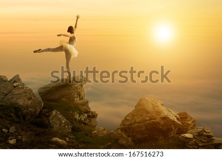 Mystic Pictures, Ballet Dancer Stands On The Cliff Edge