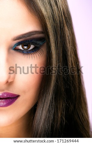 Extreme makeup. Beautiful half face