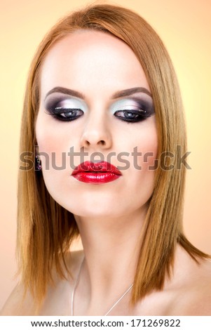 Extreme, casual makeup. Fashion model