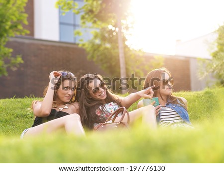 3 Beautiful woman feels good in the grass