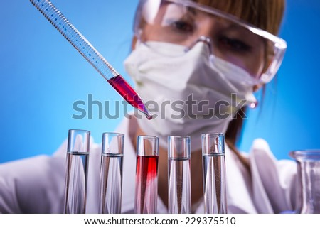 Laboratory, The Woman in the lab experimenting.