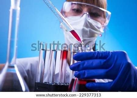 Laboratory, The Woman in the lab experimenting.