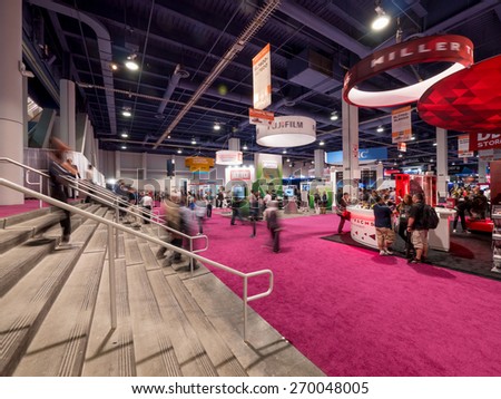 LAS VEGAS, NV - April 15: NAB Show 2015. It\'s an annual trade show by the National Association of Broadcasters.1726 exhibitors on 2,000,000 sq feet space of Las Vegas Convention Center, April 13-16.