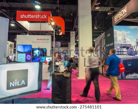 LAS VEGAS, NV - April 15: Shutterstock at NAB Show 2015, an annual trade show by the National Association of Broadcasters. Held in Las Vegas Convention Center, April 13-16.