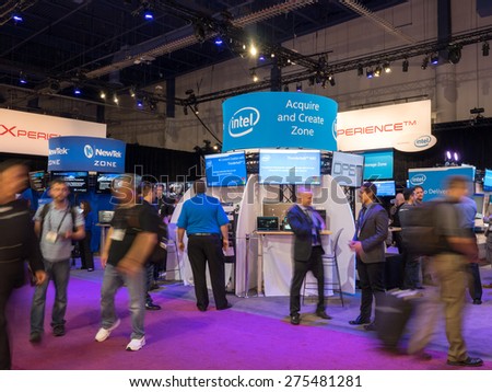 LAS VEGAS, NV - April 15: Intel at NAB Show 2015, an annual trade show by the National Association of Broadcasters.1726 exhibitors on 2000000 sq feet space of Las Vegas Convention Center, April 13-16