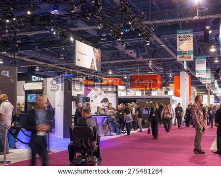 LAS VEGAS, NV - April 15: Oracle at NAB Show 2015, an annual trade show by the National Association of Broadcasters.1726 exhibitors on 2000000 sq feet space of Las Vegas Convention Center, April 13-16