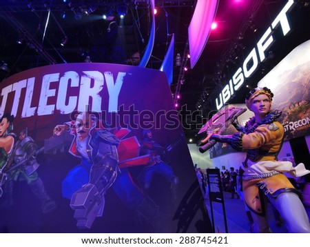 LOS ANGELES - June 17: Battlecry game characters sculpture group at E3 2015 expo. Electronic Entertainment Expo, commonly known as E3, is an annual trade fair for the video game industry